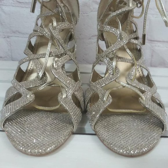 Belle Badgley Mischka Gold Shimmer Stiletto Sz 9.5 - Picture 5 of 10